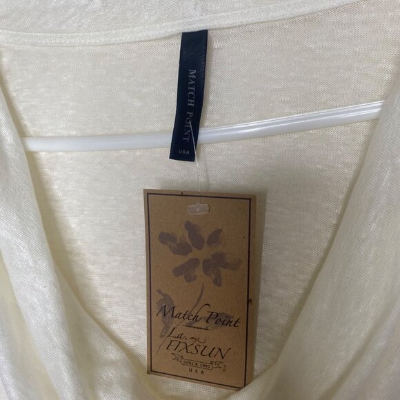 Match Point USA Linen Tunic Womens XL Ivory Cowl Neck Long Sleeve Tunic Top W/ P - Picture 3 of 9